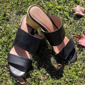 Madewell Black Leather Slide Mules